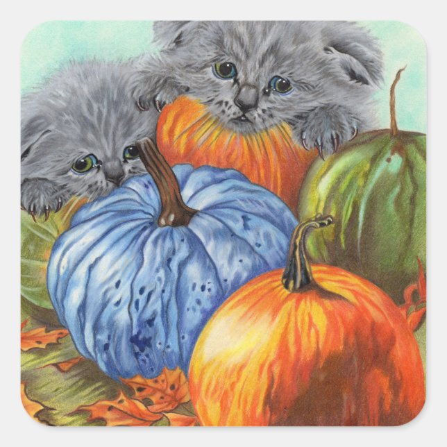 Pegatinas de calabazas y gatitos (Anverso)