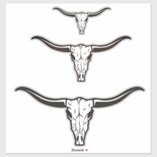 Pegatinas de calavera de paja triple de Longhorn