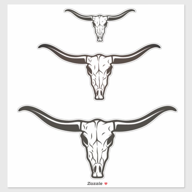 Pegatinas de calavera de paja triple de Longhorn (Hoja)