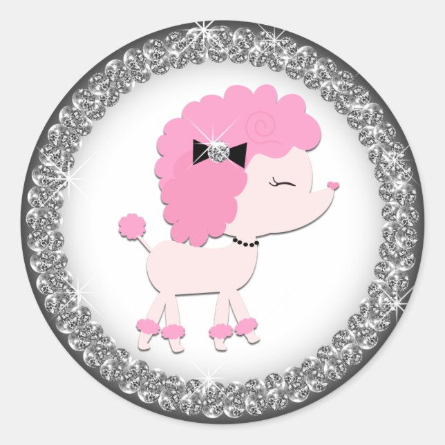 Pegatinas de caniche rosa adorable (Anverso)