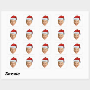 Pegatinas de Cara de Gorro de Santa, Navidad Perso