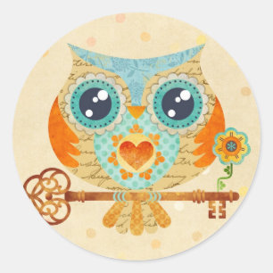 Pegatinas de cartas de amor de verano de búho