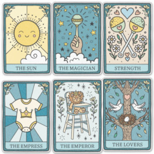 Pegatinas de Cartas del Tarot para Baby Shower