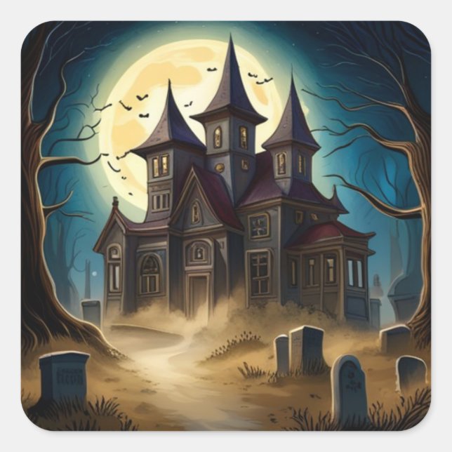 Pegatinas de Casa Embrujada de Halloween (Anverso)