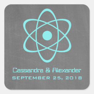 Pegatinas de casamiento Aqua Atomic Chalkboard
