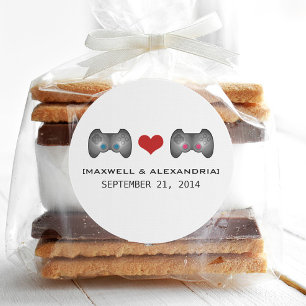 Pegatinas de casamiento Blue Pink Cute Gamer