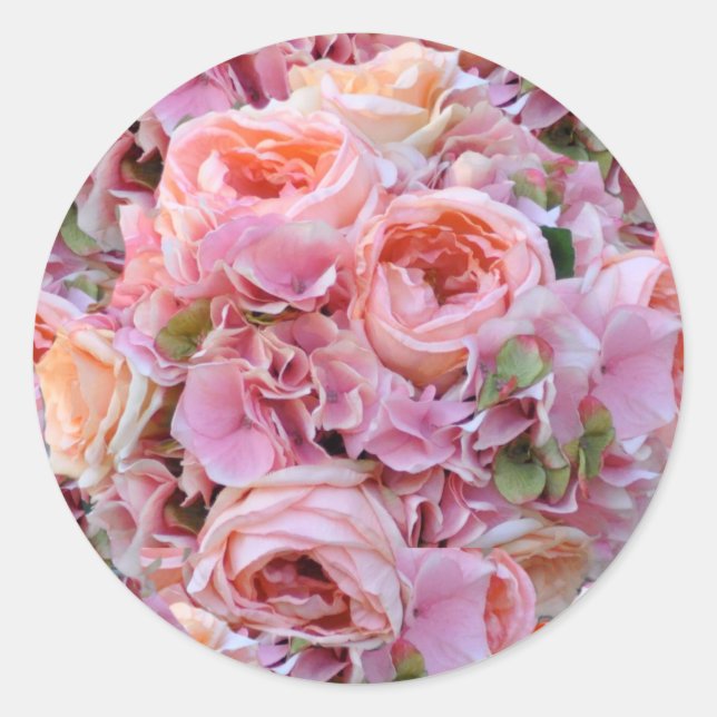 Pegatinas de casamiento con flores rosadas (Anverso)