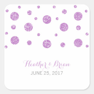Pegatinas de casamiento confetti Purpurina morado