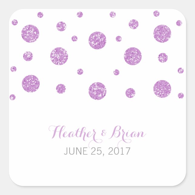 Pegatinas de casamiento confetti Purpurina morado (Anverso)