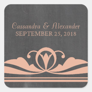 Pegatinas de casamiento Coral Deco Chalkboard