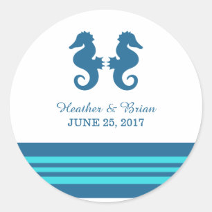 Pegatinas de casamiento de caballito azul turquesa