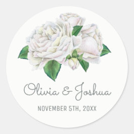 Pegatinas de casamiento de color de rosas blancas