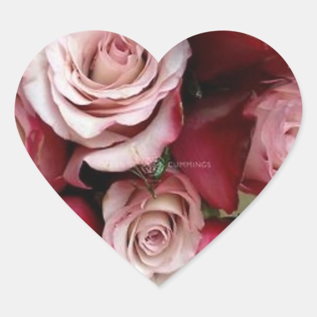 Pegatinas de casamiento de corazón Rosa (Anverso)