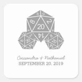 Pegatinas de casamiento de dados Gris D20