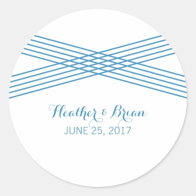 Pegatinas de casamiento de deco moderno azul (Anverso)