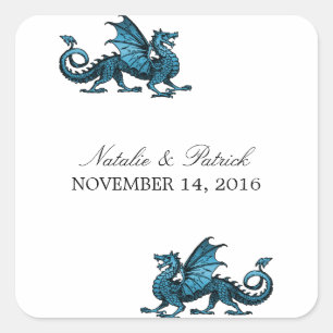 Pegatinas de casamiento de dragón azul