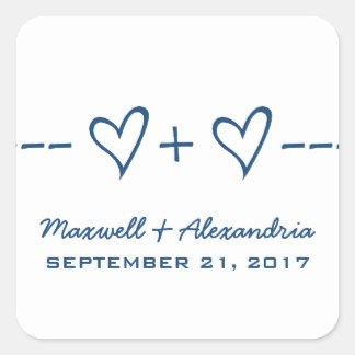 Pegatinas de casamiento de ecuación de corazón azu