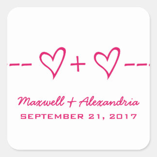 Pegatinas de casamiento de ecuación de corazón ros