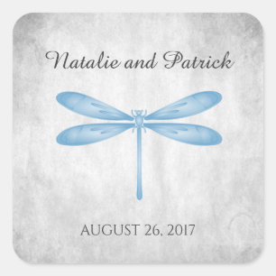 Pegatinas de casamiento de la libélula azul