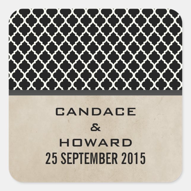 Pegatinas de casamiento de quatrefoil de Moda gris (Anverso)