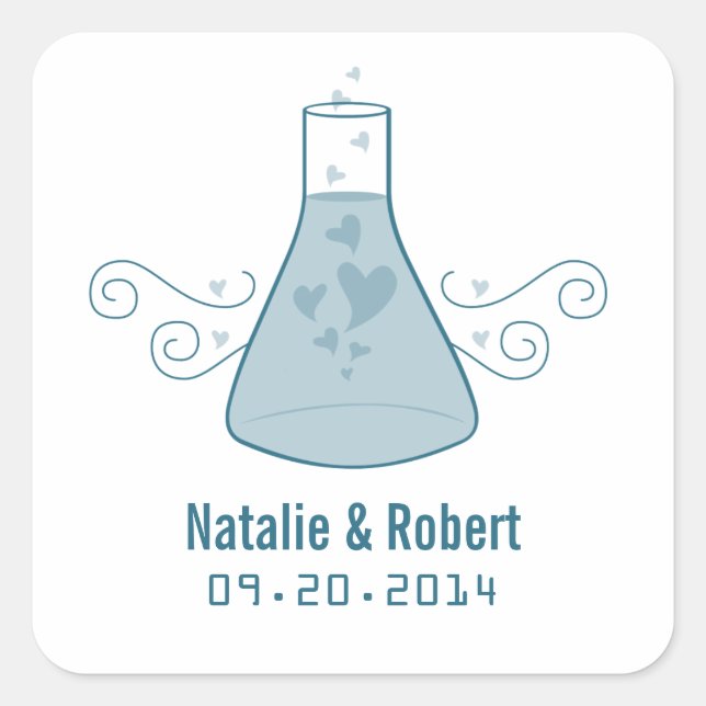 Pegatinas de casamiento de química dulce azul (Anverso)