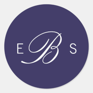 Pegatinas de casamiento en círculo de monograma az