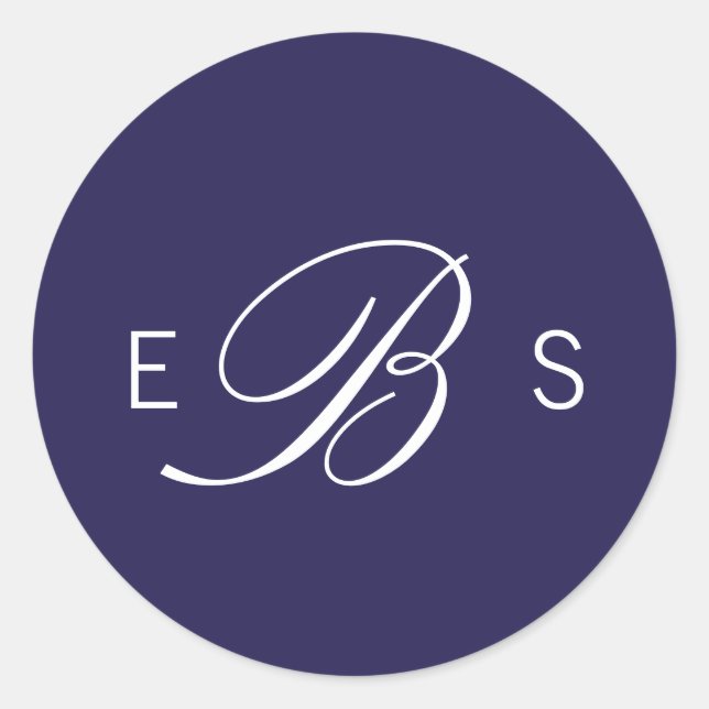 Pegatinas de casamiento en círculo de monograma az (Anverso)