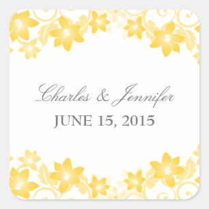 Pegatinas de casamiento floral amarillo simple