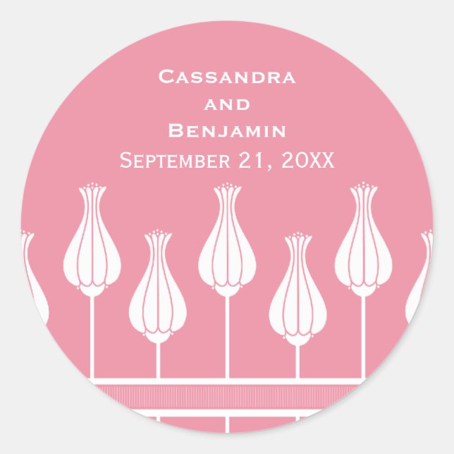 Pegatinas de casamiento floral Art Deco (Anverso)