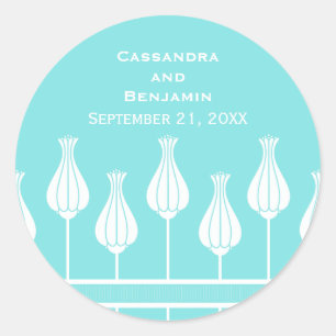 Pegatinas de casamiento floral Art Deco