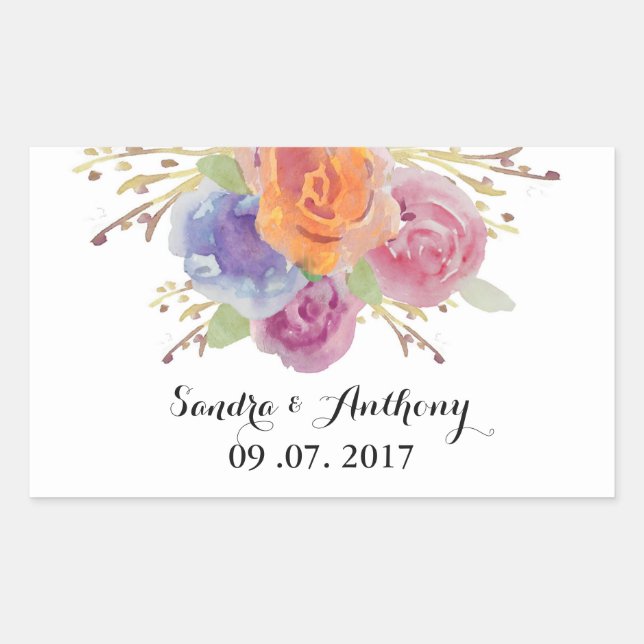 Pegatinas de casamiento floral brillante (Anverso)
