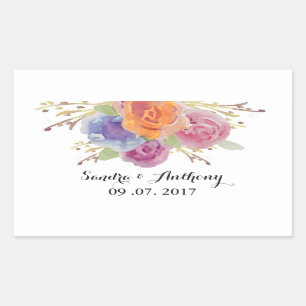 Pegatinas de casamiento floral brillante