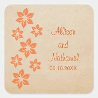 Pegatinas de casamiento floral tropical naranja