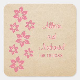 Pegatinas de casamiento floral tropical rosado