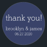 Pegatinas de casamiento moderno azul de la marina<br><div class="desc">Gran pegatinas de boda modernas azul marino con texto de personalizable</div>