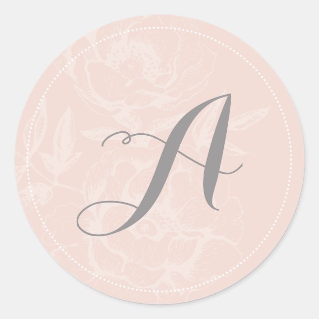Pegatinas de casamiento monograma de banda rosa (Anverso)