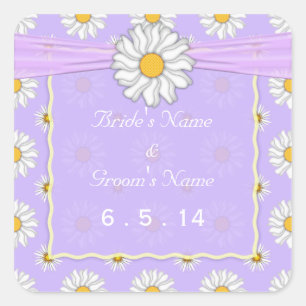 Pegatinas de casamiento morado amarillo y blanco