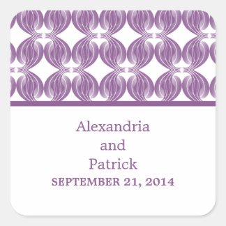 Pegatinas de casamiento morado-moderno