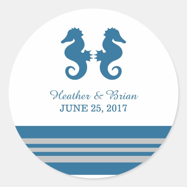 Pegatinas de casamiento náutico azul gris para cab (Anverso)