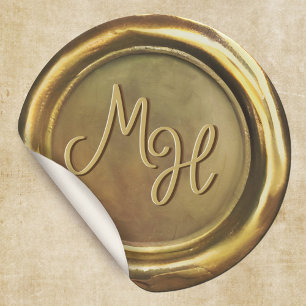 Pegatinas de casamiento personalizadas Gold Wax Se
