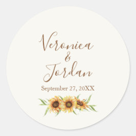 Pegatinas de casamiento personalizado de girasol r