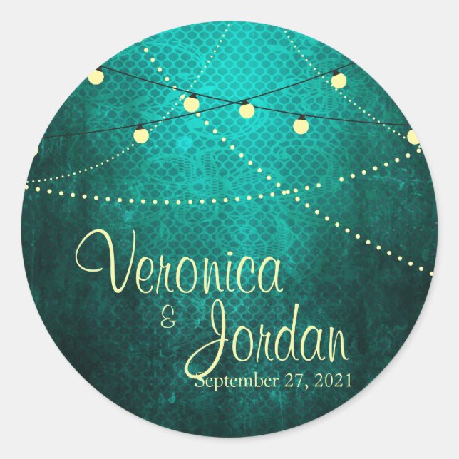 Pegatinas de casamiento personalizado de Green Cou (Anverso)