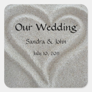 Pegatinas de casamiento personalizado del corazón 