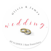 Pegatinas de casamiento redondo clásicas personali