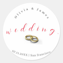 Pegatinas de casamiento redondo clásicas personali