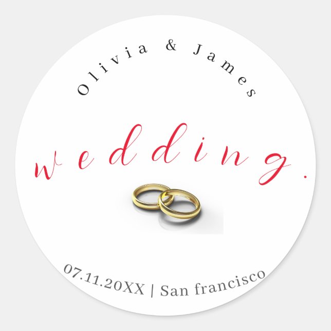 Pegatinas de casamiento redondo clásicas personali (Anverso)