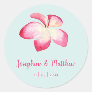 Pegatinas de casamiento rosa de Plumeria tropical