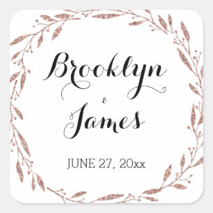 Pegatinas de casamiento Rosa Relieve metalizado do