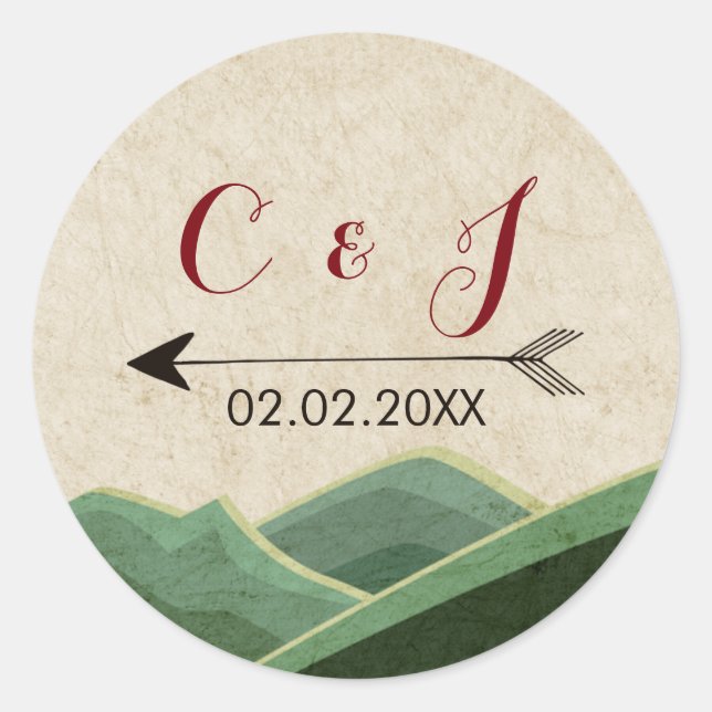 Pegatinas de casamiento rústico (Anverso)