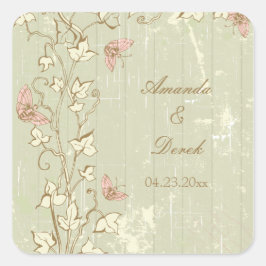 Pegatinas de casamiento rústico de color crema de 